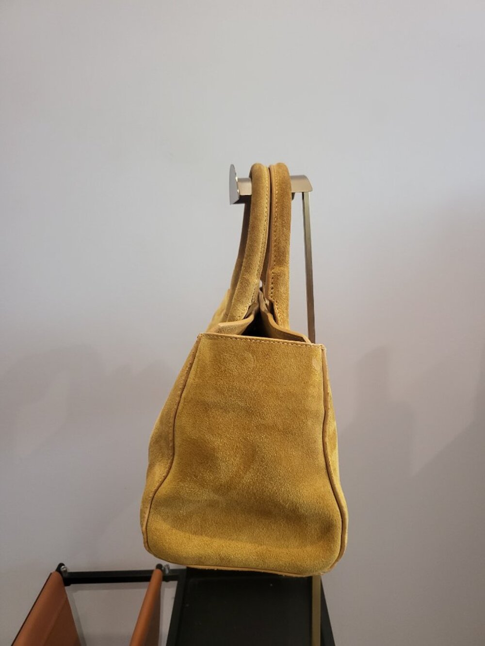 Zara mini split suede city bag in yellow - Picture 3 of 6